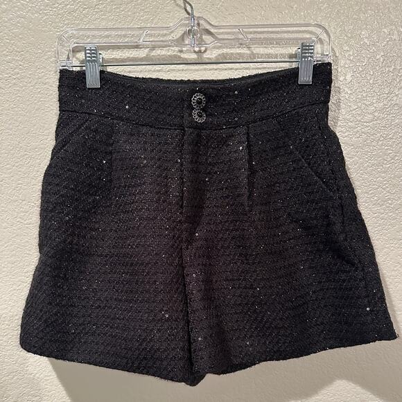 Zi Yan dressy black pleated sparkling shorts - Picture 1 of 5